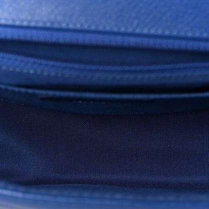 Caviar Chevron Quilted Single Flap Blue