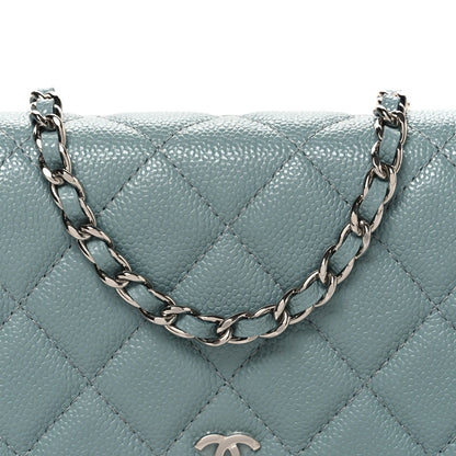 Caviar Quilted Wallet on Chain WOC Blue