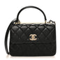Lambskin Quilted Small Trendy CC Dual Handle Flap Bag Black