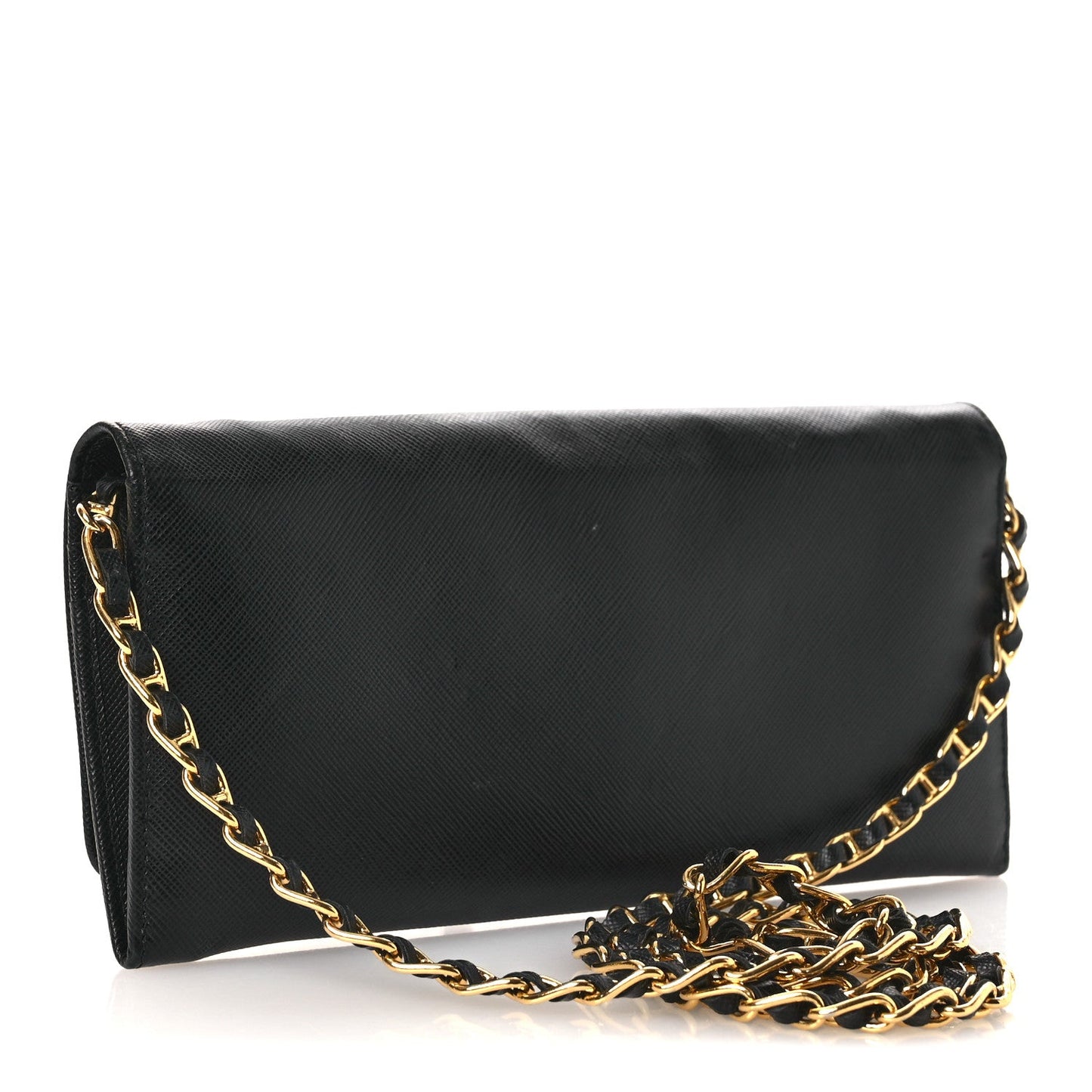 Saffiano Metal Oro Chain Wallet Black