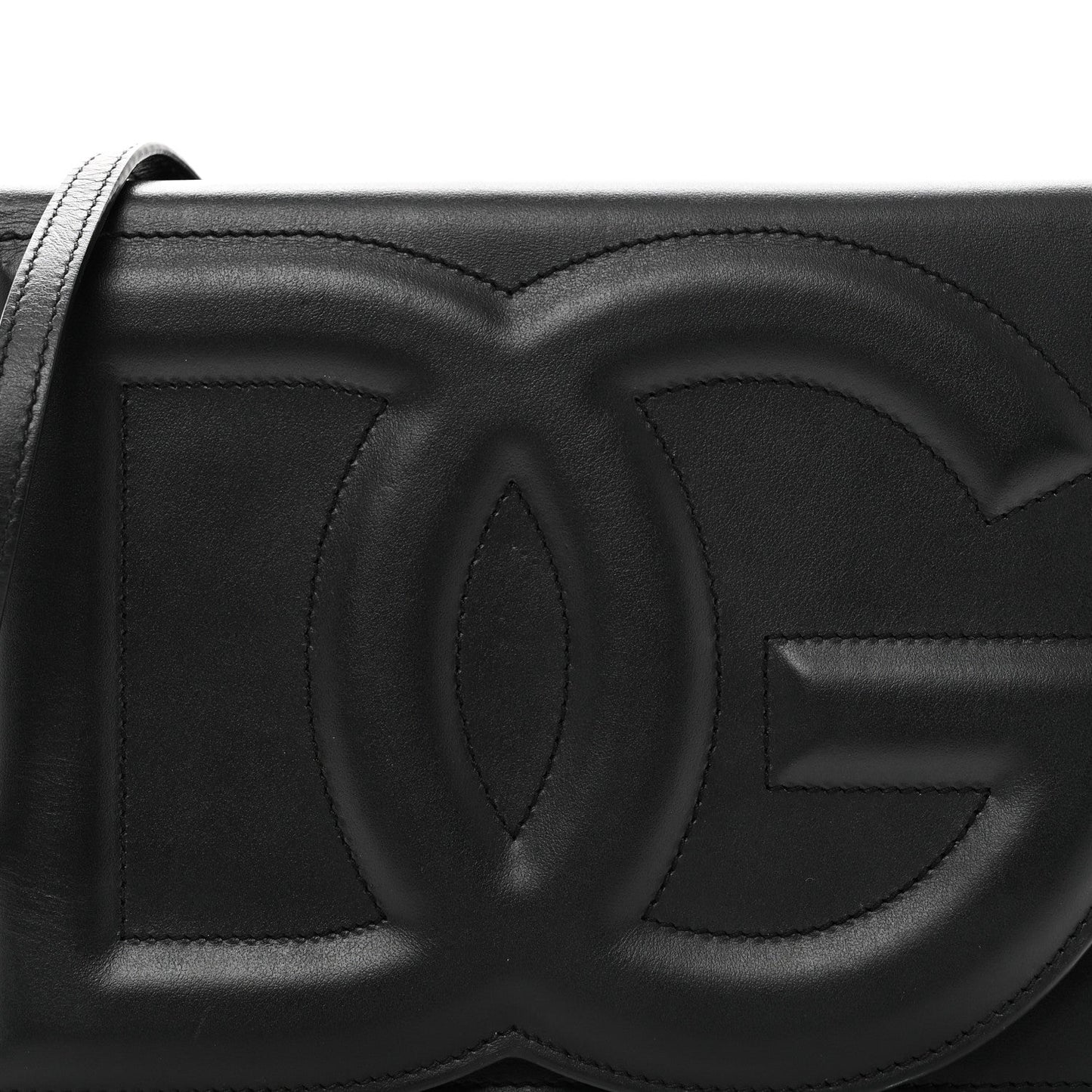 Calfskin DG Logo Flap Crossbody Bag Black