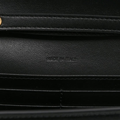 Shiny Calfskin Triomphe Margo Wallet on Chain Black