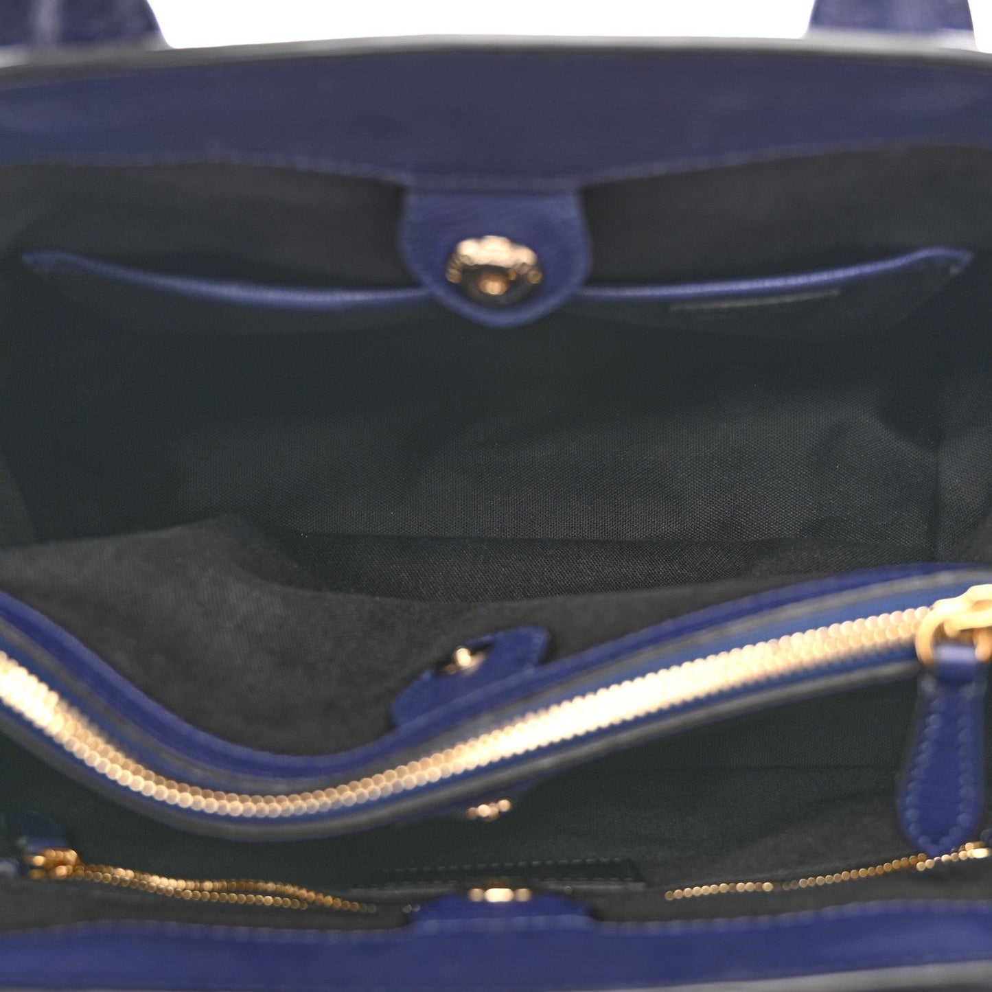 Derby Calfskin House Check Medium Banner Tote Ink Blue