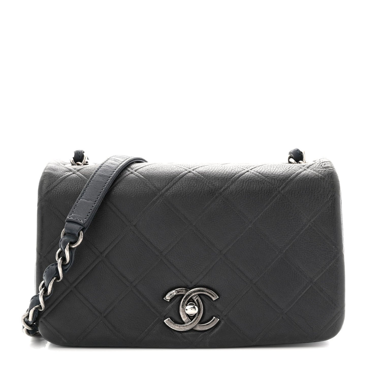 Calfskin Diamond Embossed New Chic Flap Blue