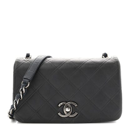 Calfskin Diamond Embossed New Chic Flap Blue