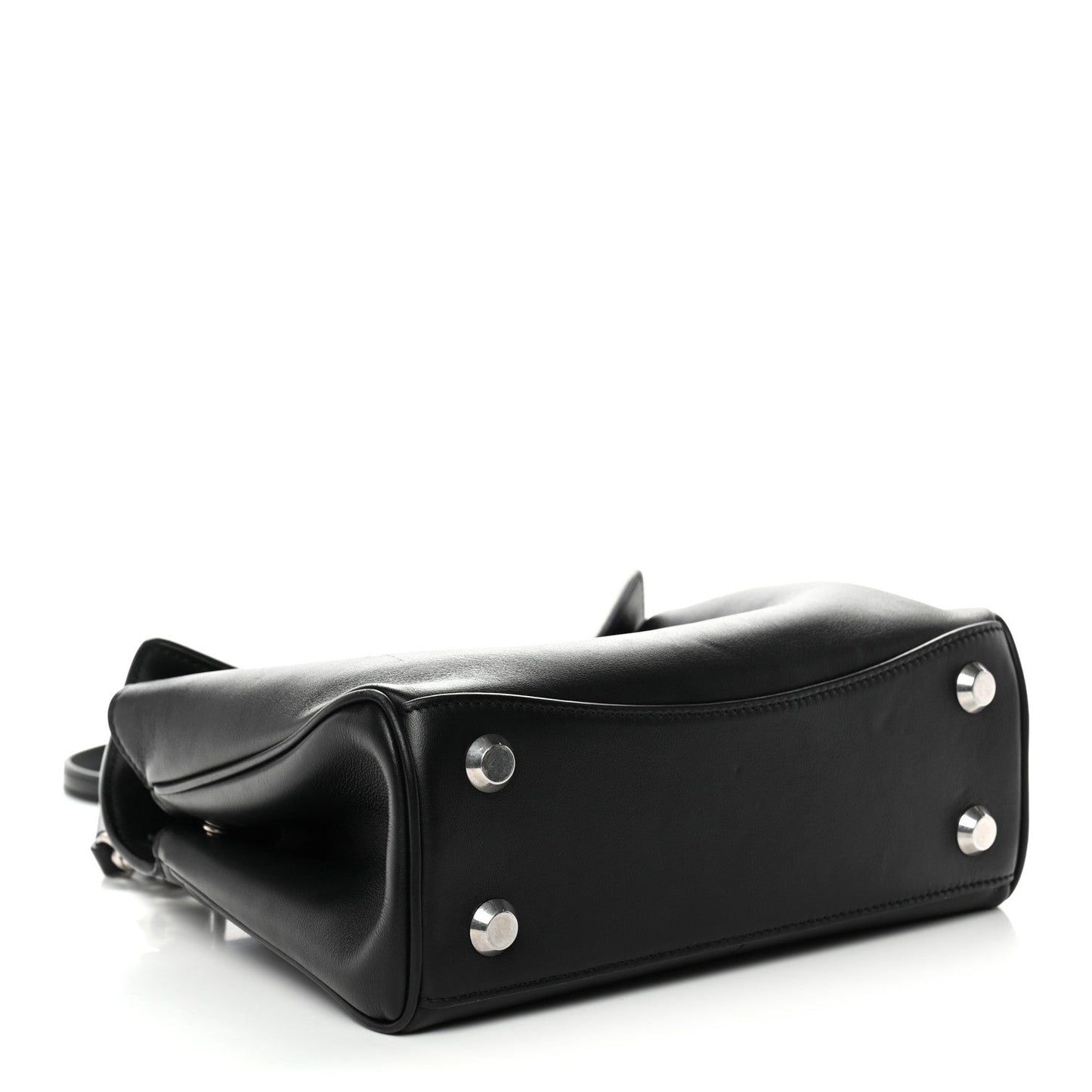 Natural Smooth Calfskin Mini Rodeo Top Handle Handbag Black