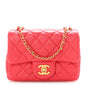 Lambskin Quilted Mini Pearl Crush Flap Red