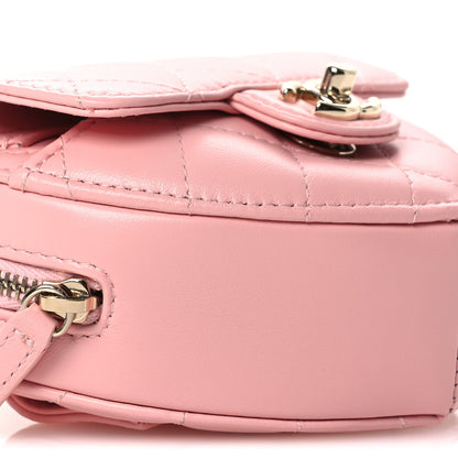 Lambskin Quilted CC In Love Heart Waist Belt Bag With Chain Light Pink