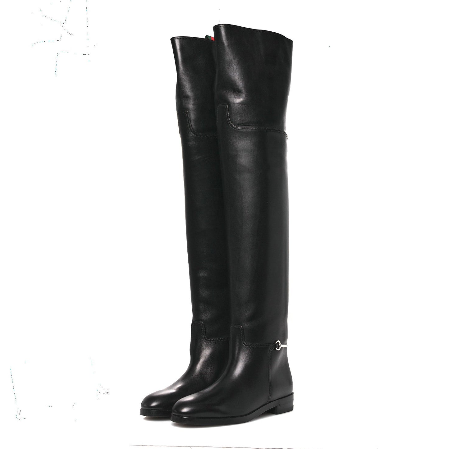 Calfskin Slim Horsebit Over The Knee High Boots 37 Black