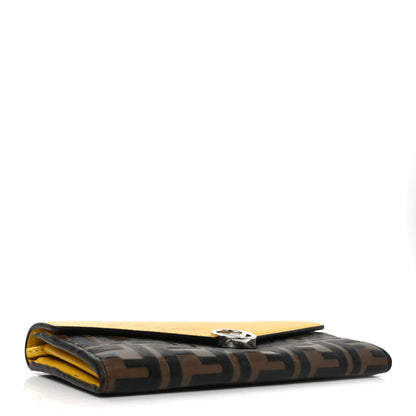 Vitello Cruise F is Fendi Bi-Color FF 1974 Embossed Continental Envelope Wallet On Chain Maya Yellow