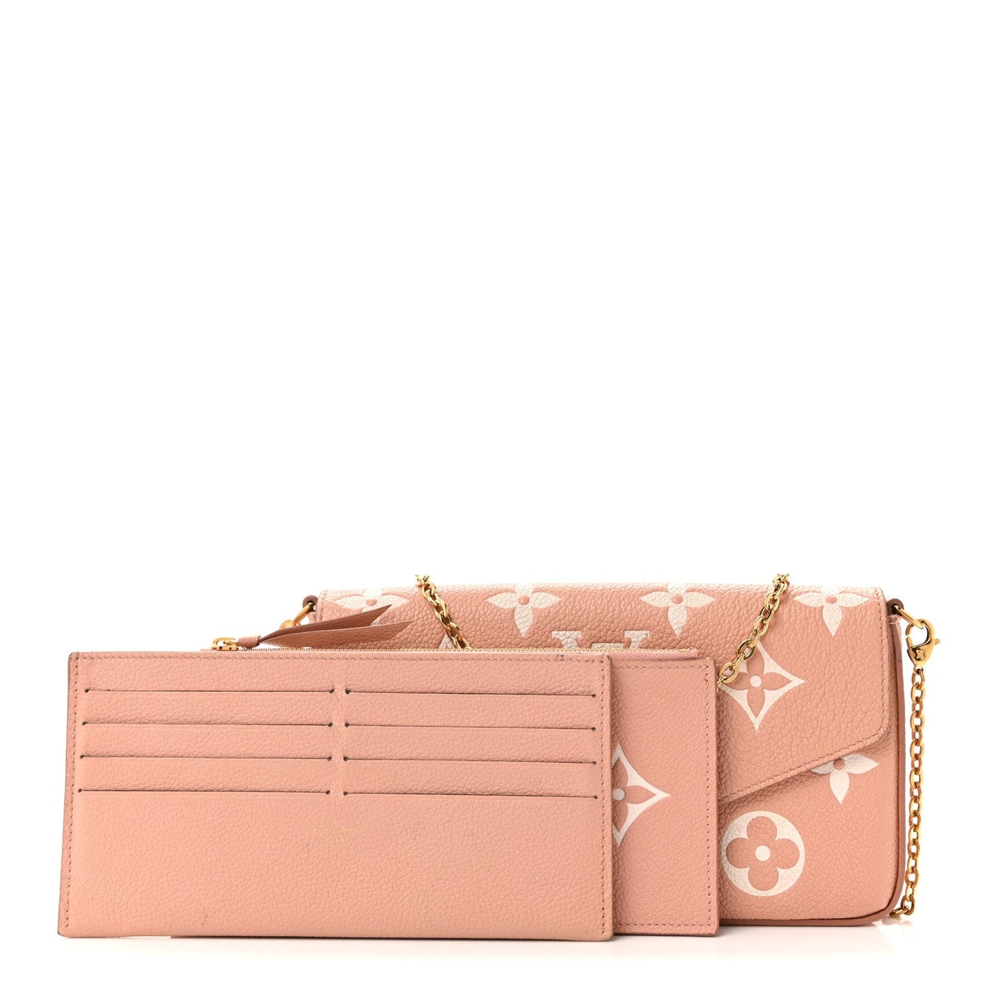 Empreinte Monogram Giant Felicie Pochette Chain Wallet Rose Trianon Creme