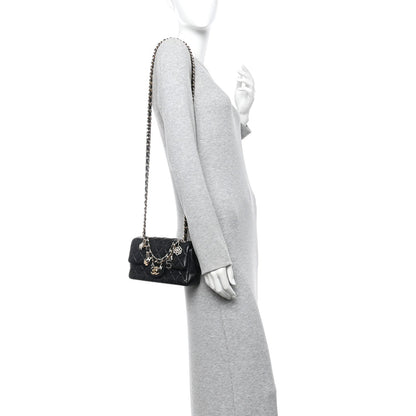 Lambskin Quilted Mini Coco Charms Rectangular Flap Black