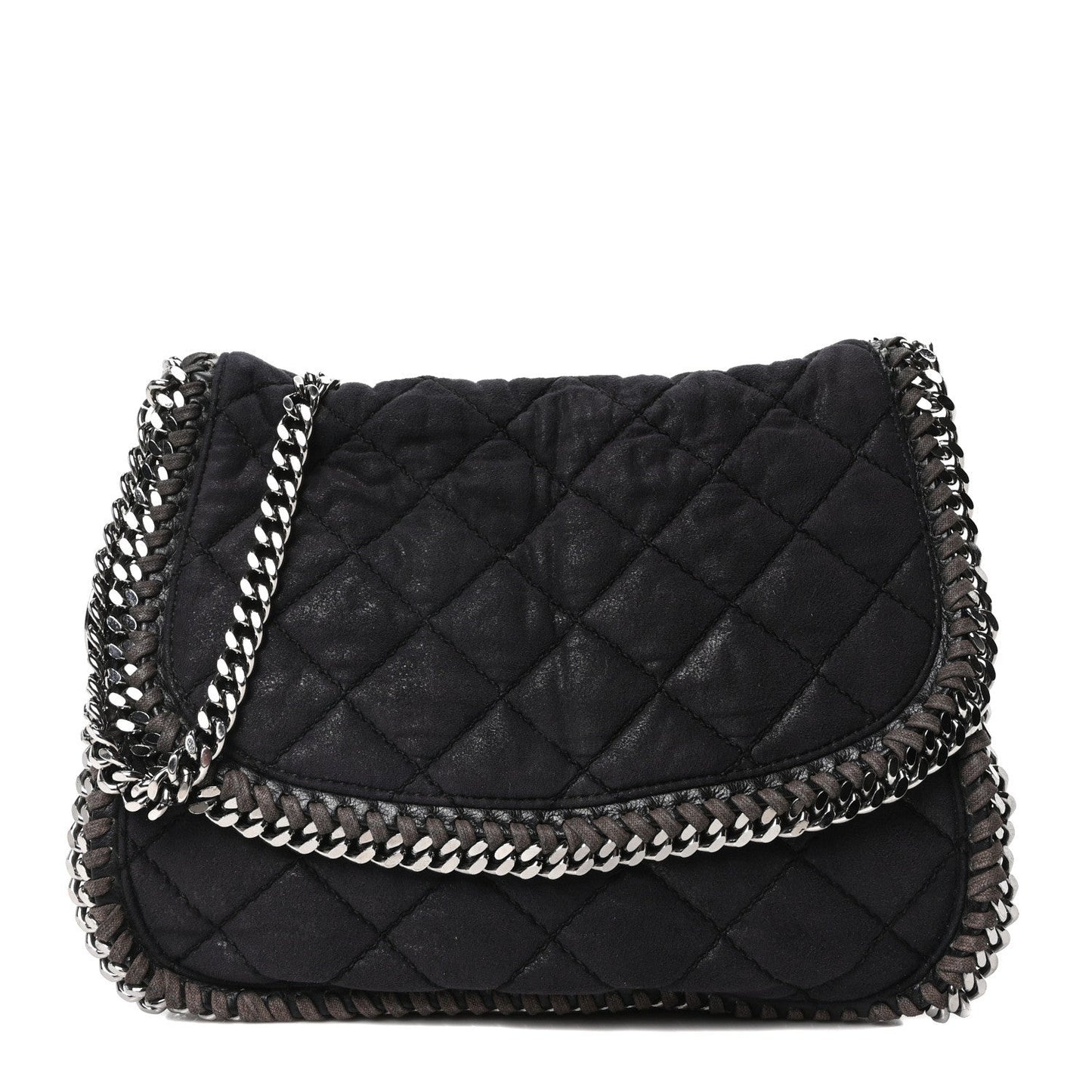 Shaggy Deer Quilted Falabella Shoulder Bag Black