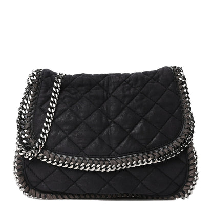 Shaggy Deer Quilted Falabella Shoulder Bag Black