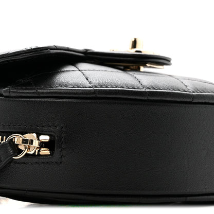 Lambskin Quilted CC In Love Heart Clutch With Chain Black