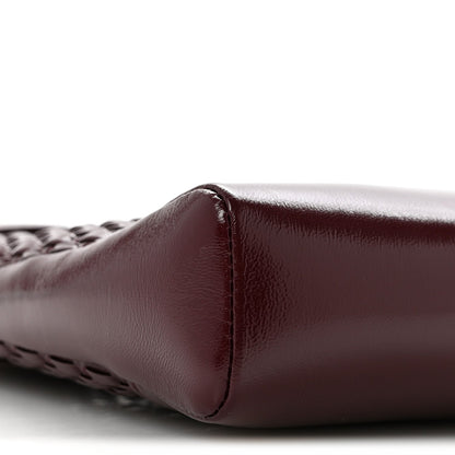 Shiny Lambskin Patent Calfskin Quilted Mini 31 Shopping Bag Dark Burgundy
