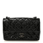 Patent Calfskin Quilted Mini Rectangular Flap So Black