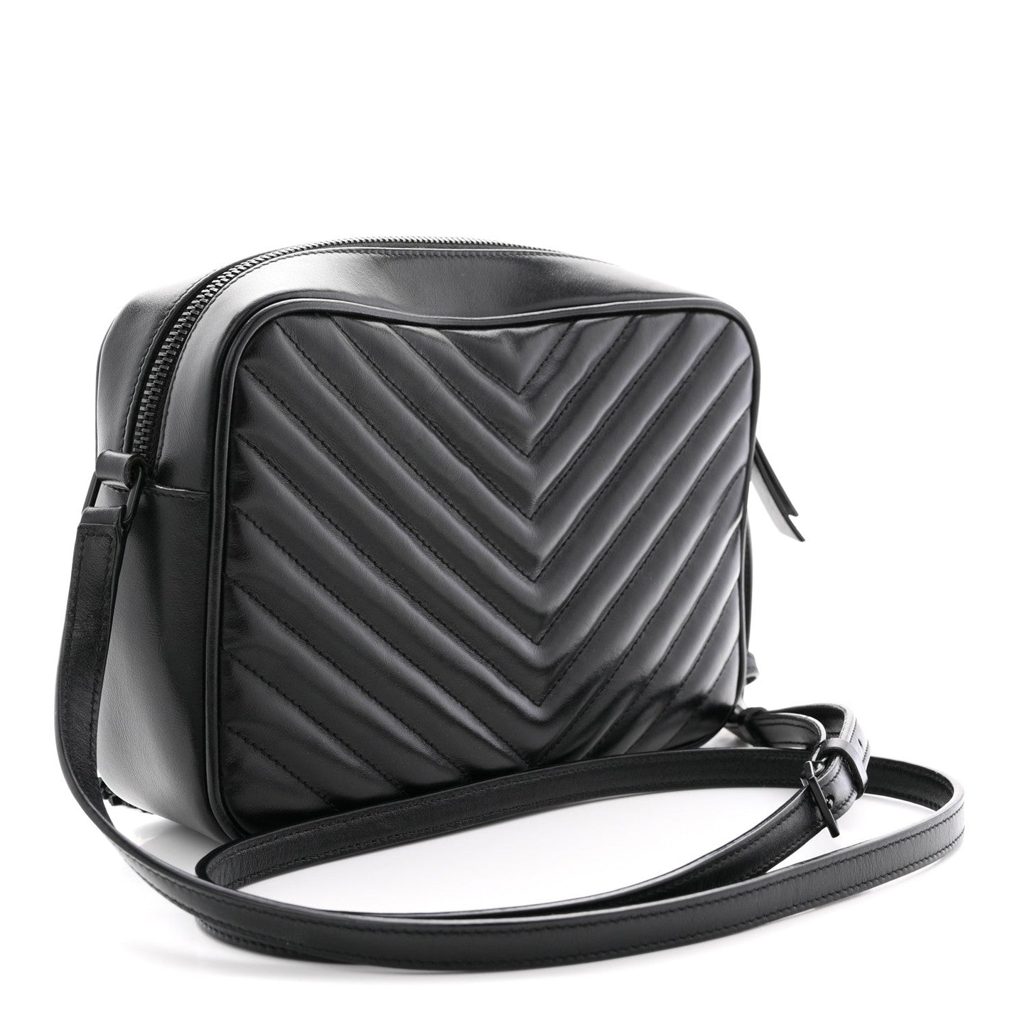 Calfskin Matelasse Monogram Monochrome Lou Camera Bag Black