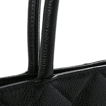 Caviar Quilted Medallion Tote Black