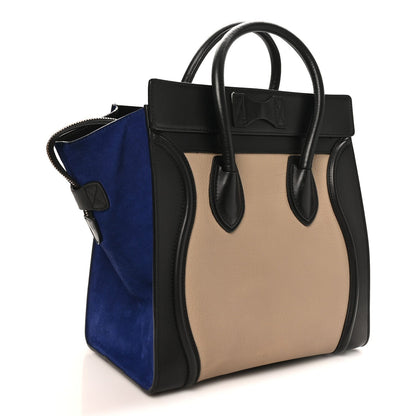 Elephant Calfskin Suede Mini Tri-Color Luggage Sand