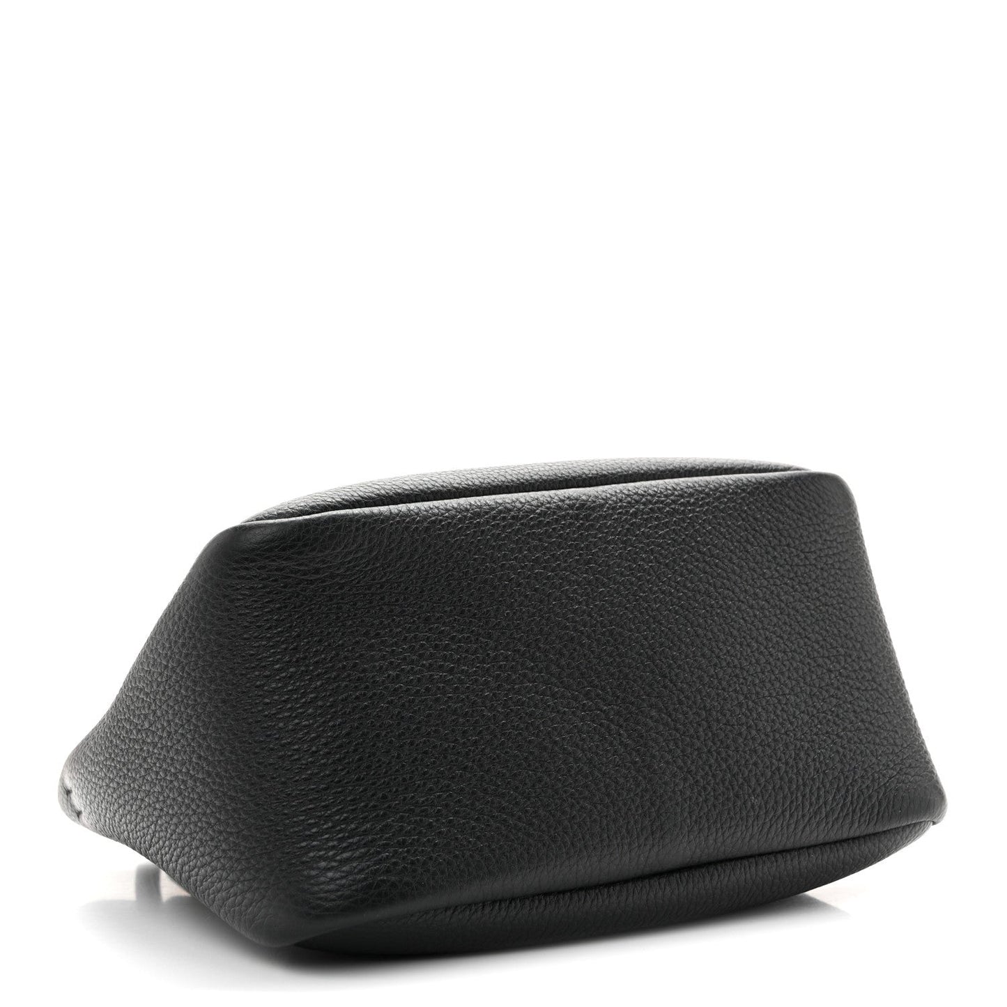 Vitello Daino Soft Mini Zippered Top Handle Bag Black