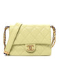 Shiny Caviar Quilted Mini Chain Messenger Flap Bag Yellow
