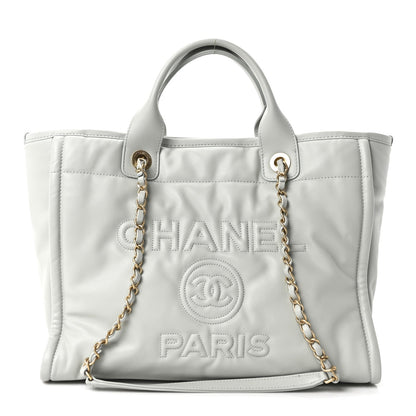 Calfskin Small Deauville Tote Light Grey