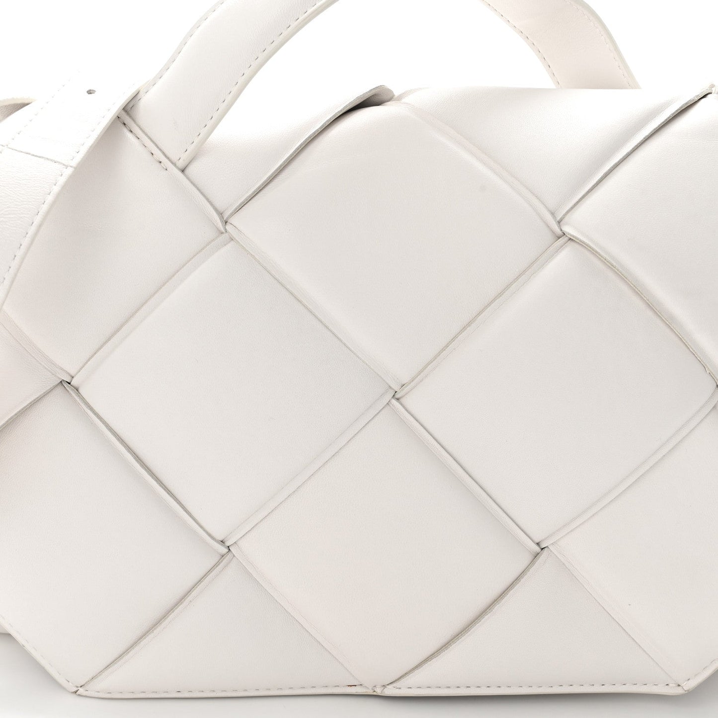 Nappa Intreccio Padded Top Handle Shoulder Bag White