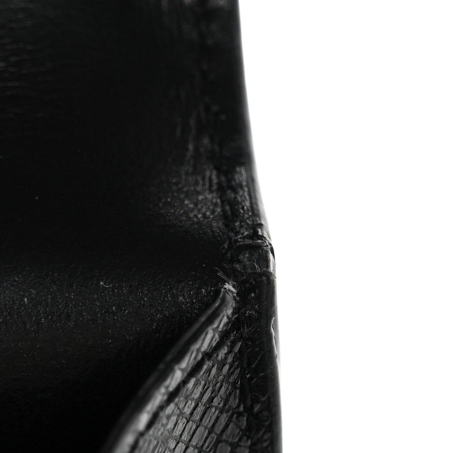 Coated Bark Calfskin Sunset Chain Wallet Black