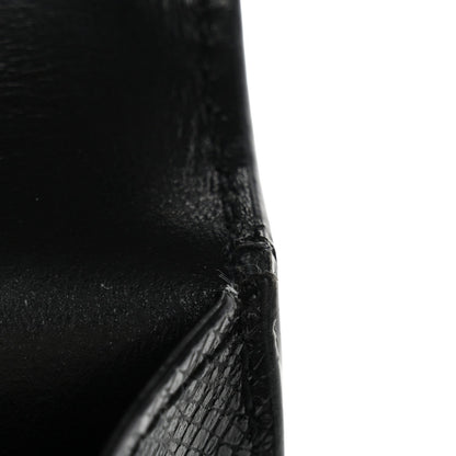 Coated Bark Calfskin Sunset Chain Wallet Black