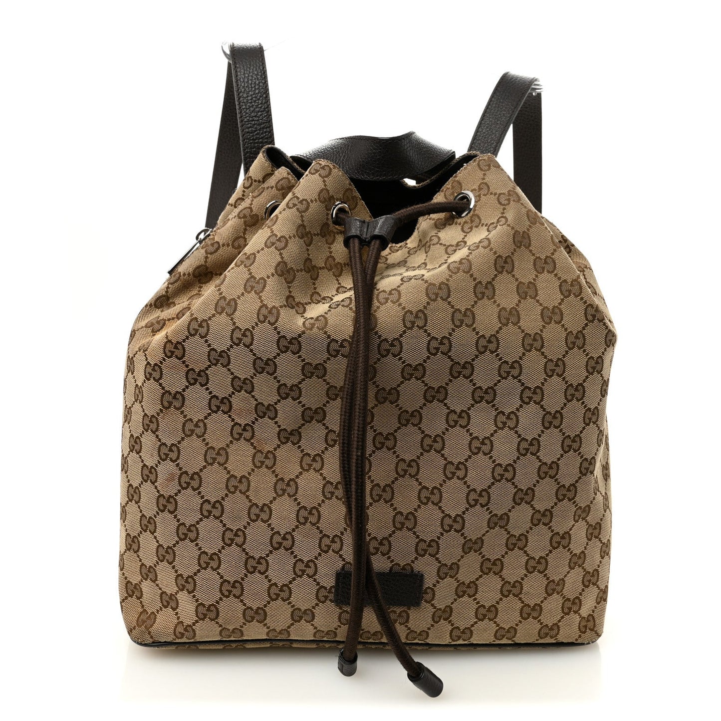 Monogram Dollar Calfskin O Drawstring Backpack Beige Ebony Testa di Moro Dark Chocolate