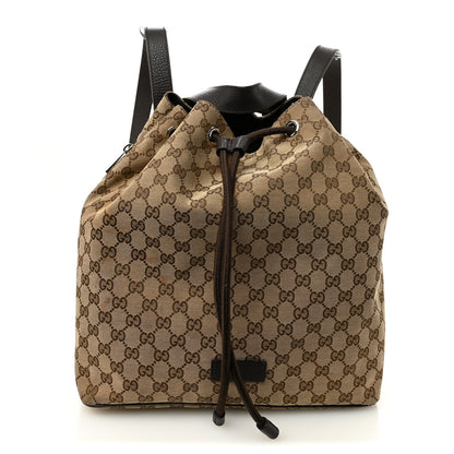 Monogram Dollar Calfskin O Drawstring Backpack Beige Ebony Testa di Moro Dark Chocolate