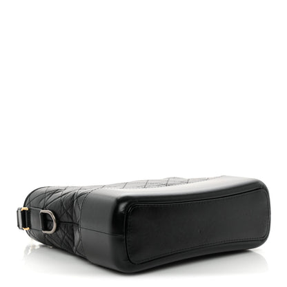 Aged Calfskin Quilted Medium Gabrielle Hobo Black