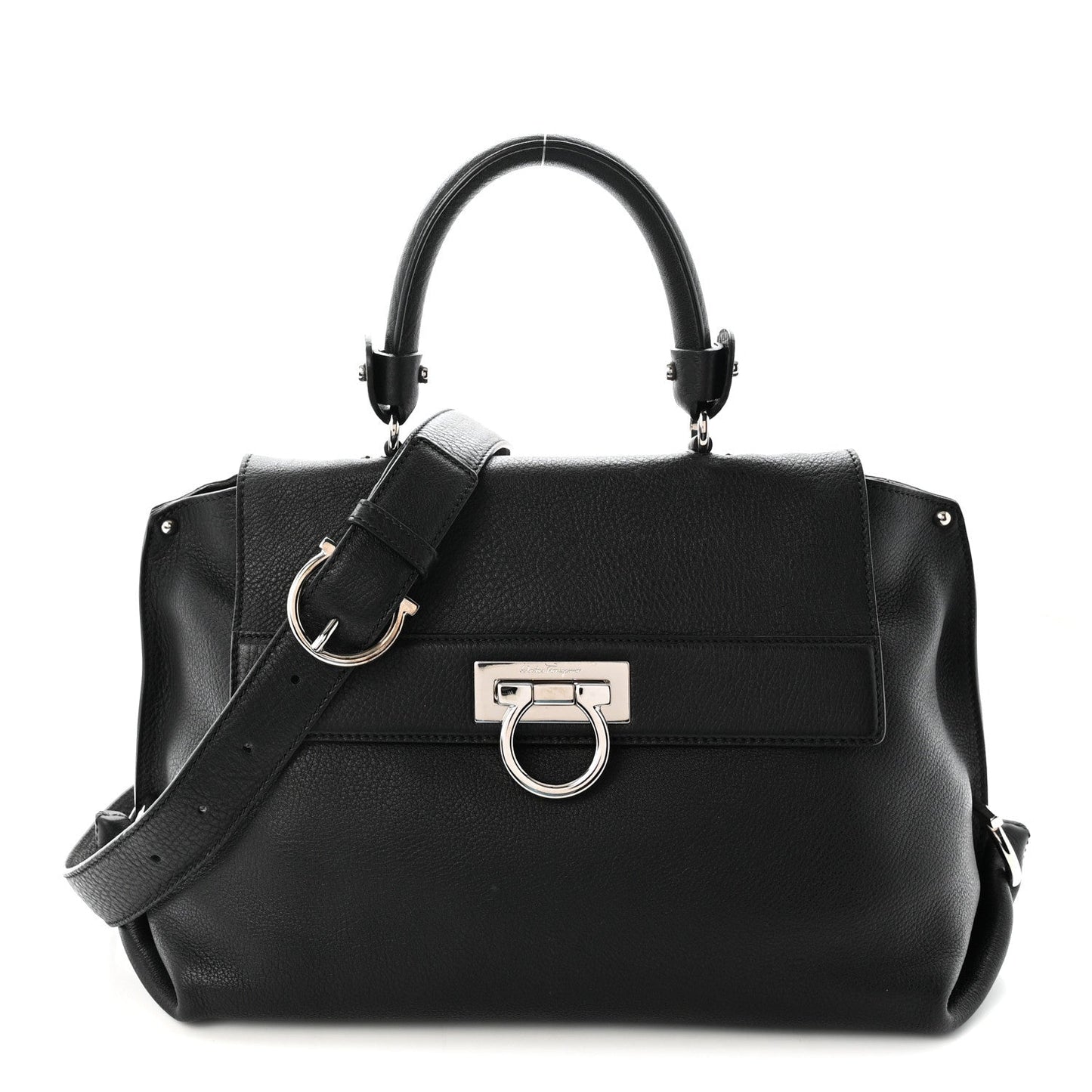 Grained Calfskin Sofia Satchel Black