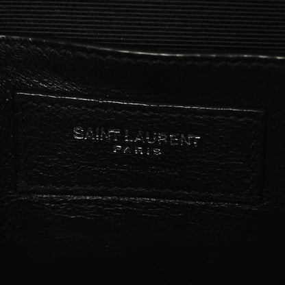 Grain De Poudre Textured Mixed Matelasse Triquilt Small Monogram Satchel Black