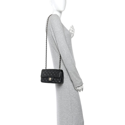 Caviar Quilted Mini Rectangular Flap Black