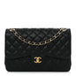 Caviar Quilted Jumbo Double Flap Black