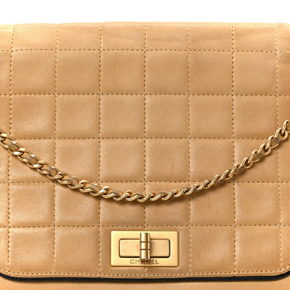 Lambskin Chocolate Bar Accordion Reissue Flap Beige