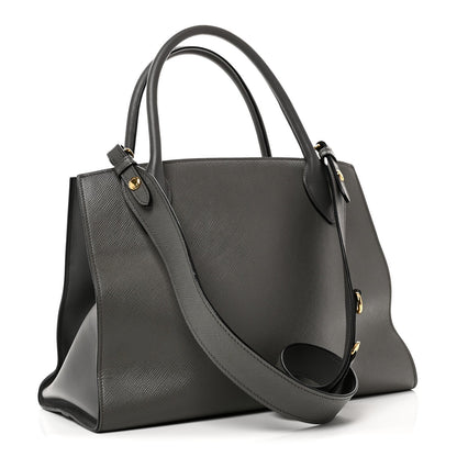 Saffiano Cuir Calfskin Medium Monochrome Top Handle Tote Ardesia