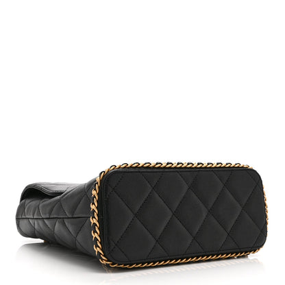 Caviar Quilted Camellia Chain Around Backpack Black