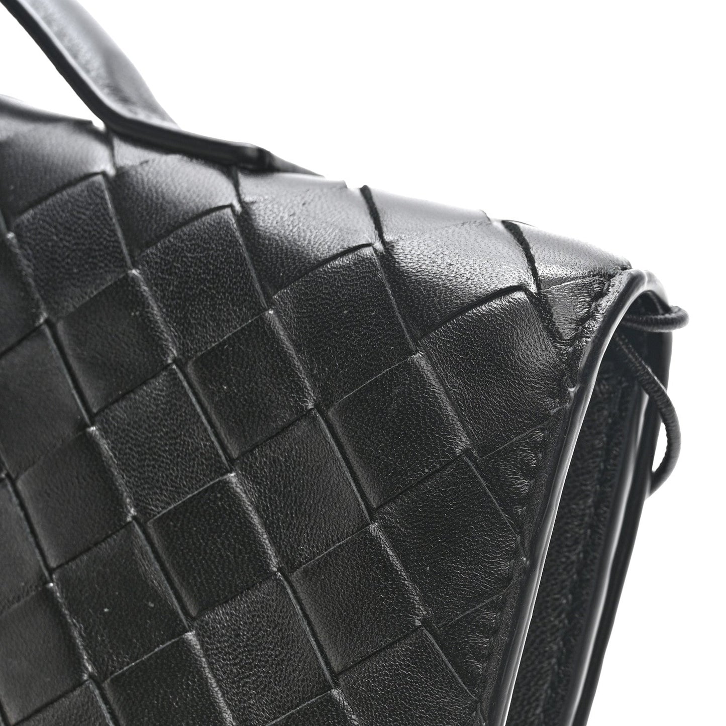 Nappa Intrecciato Long Andiamo Top Handle Clutch Black
