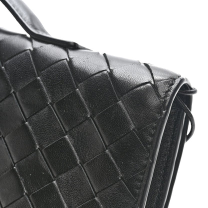 Nappa Intrecciato Long Andiamo Top Handle Clutch Black