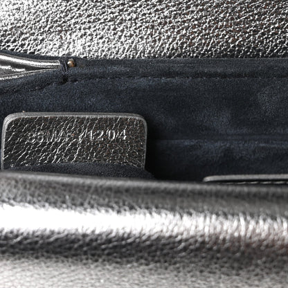 Metallic Lambskin Cannage Mini Jolie Top Handle Bag Silver