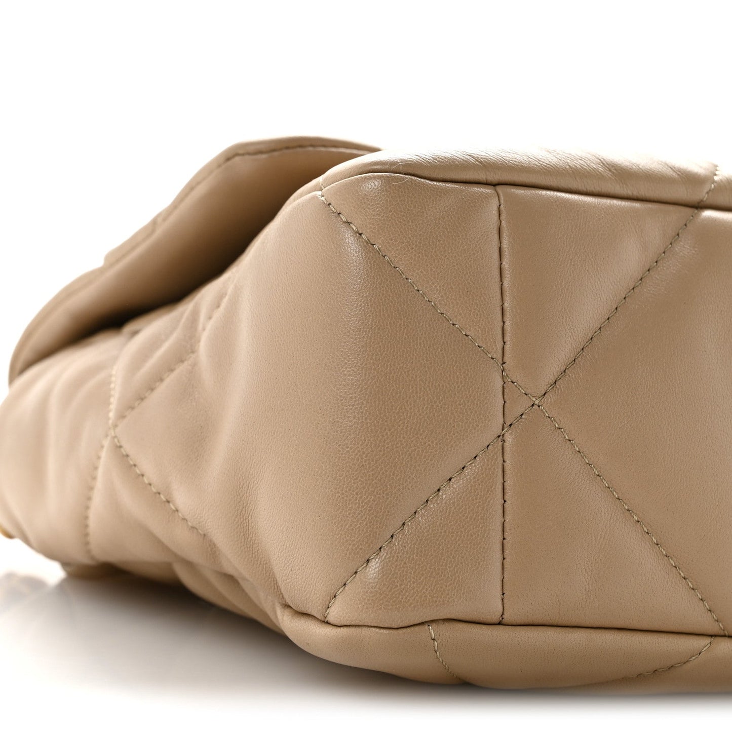 Lambskin Quilted Large Chanel 19 Flap Dark Beige