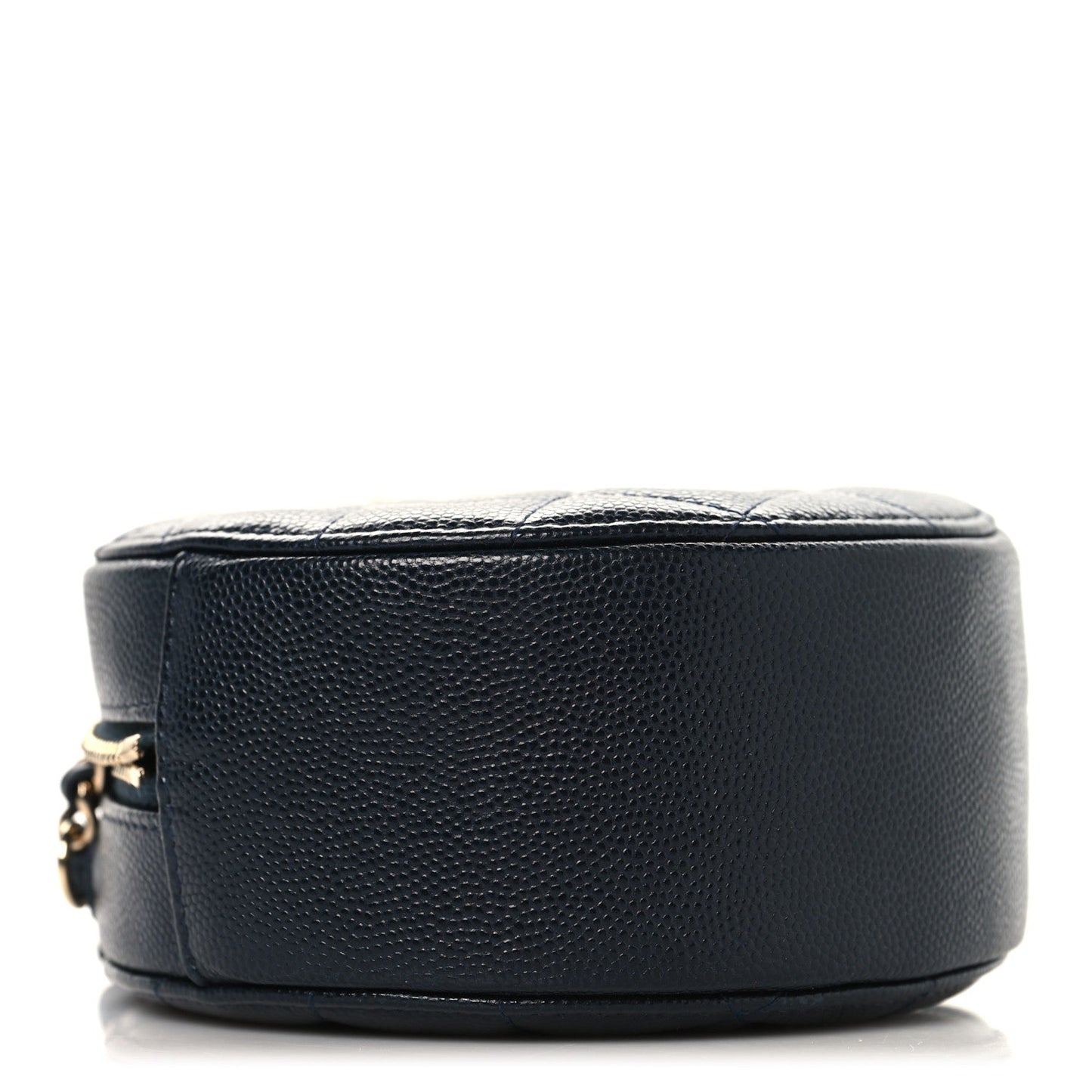 Caviar Quilted Round Clutch With Chain Navy