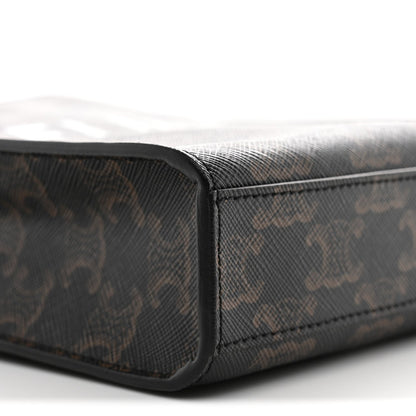 Triomphe Canvas Calfskin Mini Vertical Cabas Tan