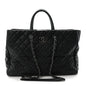 Caviar Quilted Large Coco Handle Shopping Tote Black
