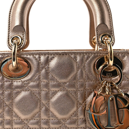 Metallic Lambskin Cannage Small My ABCDior Lady Dior Gold