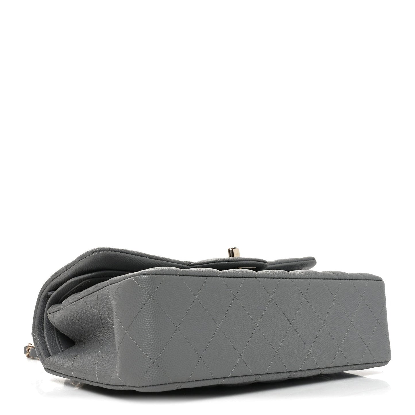 Caviar Quilted Small Double Flap Grey