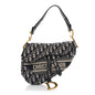 Oblique Embroidered Saddle Bag Blue